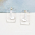 Tak Modne Brand Stylish Oil Paint Clear Lucite Transparent Stud earrings